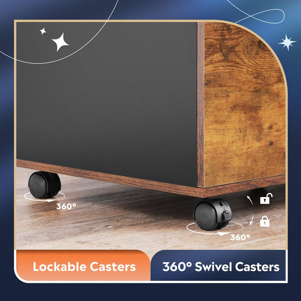 3-Drawer Mobile File Cabinet with Open Shelves