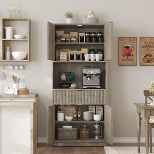 70-Inch Tall Kitchen Pantry Cabinet with Doors and Drawer