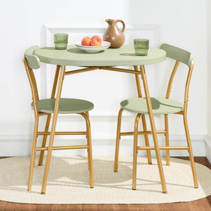 3-Piece Oval Dining Table Set with 2 Chairs, Metal Frame & Curved Backrests