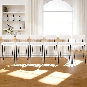 Upholstered Bar Stools with Back — 27" Seat Height, Metal Frame