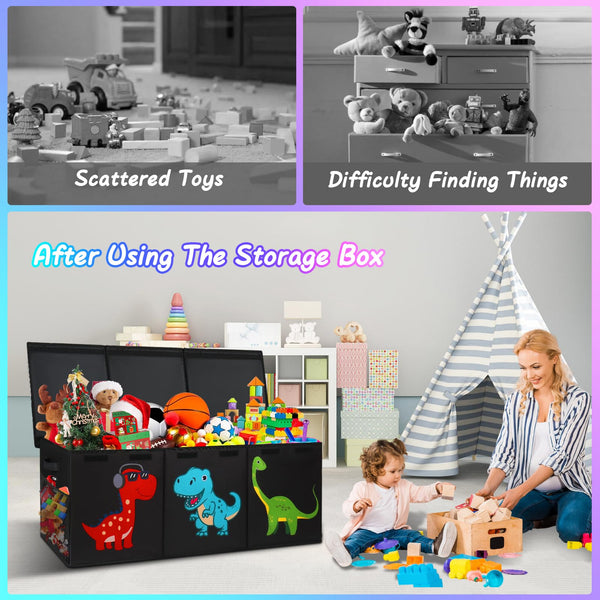 Extra Large Collapsible Toy Box with Lid & Storage Organizer