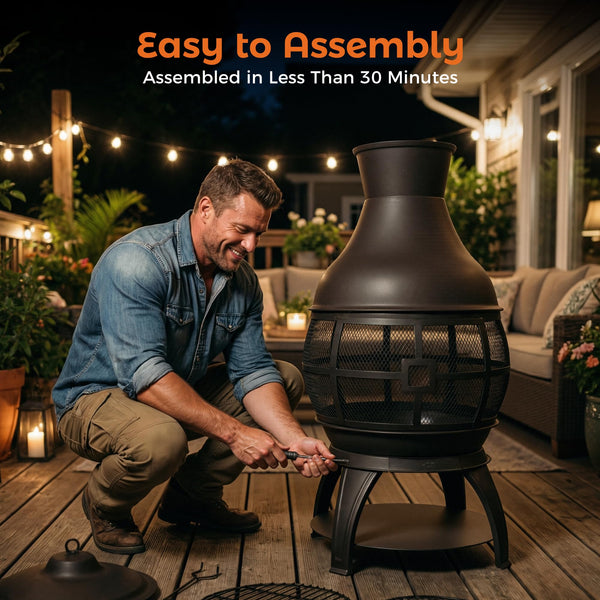 Chiminea Outdoor Fireplace Wood Burning Fire Pit