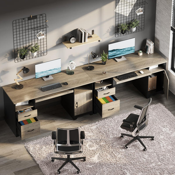 59" Executive Computer Desk with Storage, File Drawer & Keyboard Tray