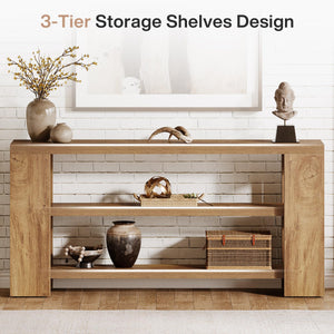 70.9" 3-Tier Console Table with Storage Shelves