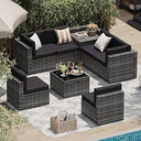 8-Piece Outdoor Patio Sectional Sofa Set with Storage Table