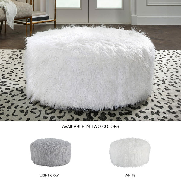 Faux Fur Oversized Accent Ottoman