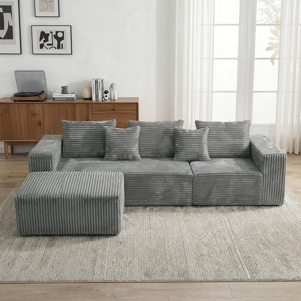 L-Shaped Modular Sectional Sofa with Deep Seat