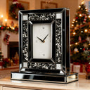 Mirrored Desk Clock with Crystal Accents & Roman Numerals