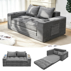Convertible Loveseat Sofa Bed with Cup Holders