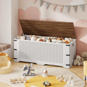 Farmhouse Storage Bench with Safety Hinge Lid