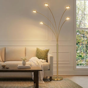 5-Head Arc Floor Lamp with Rotating LED Lights