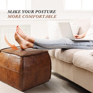 Genuine Leather Ottoman Pouf – Square & Round Foot Rest