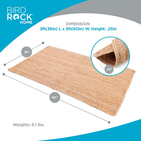 3x5 Natural Jute Area Rug – Braided, Handcrafted