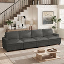 Oversized Modular Sectional Sofa – 4-Seat Corduroy Couch with Nailhead Trim & Storage Ottoman