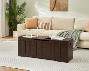 Extra Large Storage Chest Bench with Safety Hinges – 51.2" Wooden Trunk