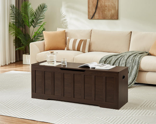 Extra Large Storage Chest Bench with Safety Hinges – 51.2" Wooden Trunk