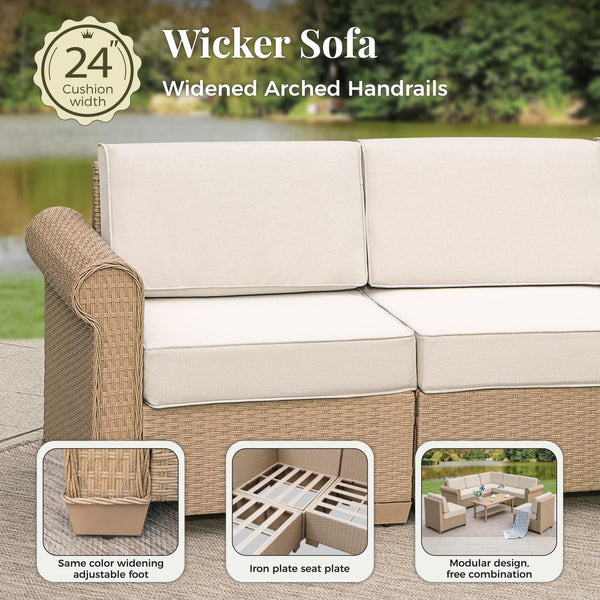 Modular Outdoor Sectional Sofa Set with Cushions and Coffee Table