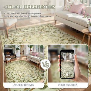 5x7 Washable Area Rug – Floral Botanical Soft Non-Slip
