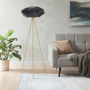 Bamboo Tripod Floor Lamp with Handwoven Lotus Shade