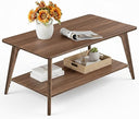 2-Tier Coffee Table with Storage Shelf and Tapered Legs
