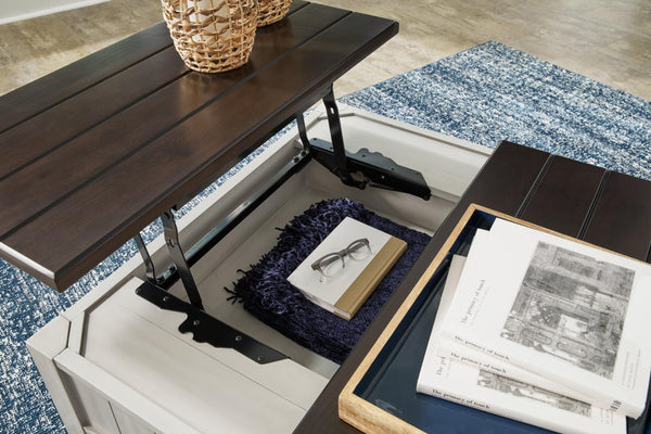 Farmhouse Lift-Top Coffee Table with Drawers & Casters