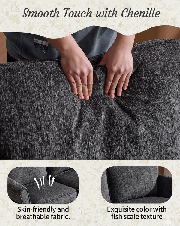 67" Chenille Loveseat Sofa with Removable Covers & Solid Wood Frame