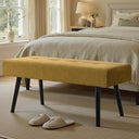 Corduroy Upholstered Entryway Bench with Metal Frame