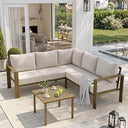 L-Shaped Outdoor Sectional Sofa Set with Coffee Table