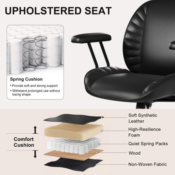 Mid-Back Ergonomic Office Chair with Wheels