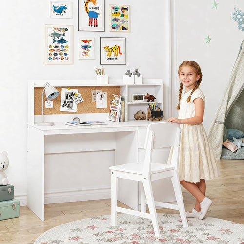 Kids Study Desk with Chair Set and Hutch