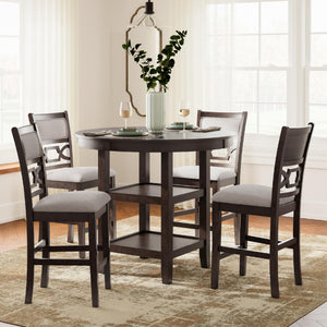 Counter Height Dining Table Set with 4 Upholstered Bar Stools