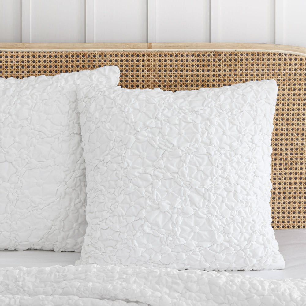 Floral Bubble Euro Sham Cover Set of 2 – 26x26 White