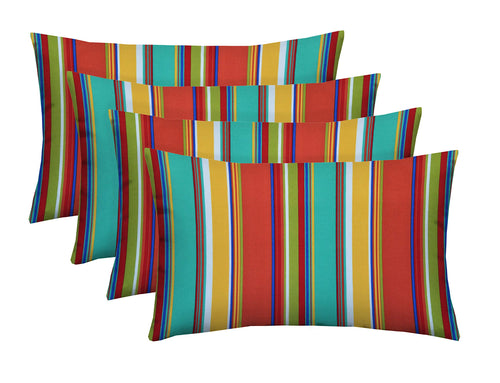 Outdoor Lumbar Throw Pillow Set of 4 – 20x12 Inch, Water & Fade Resistant