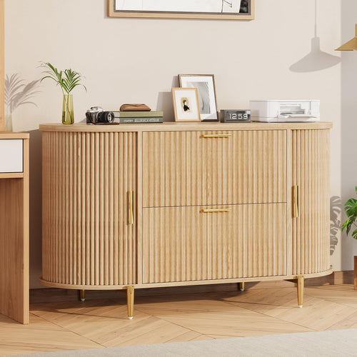 2-Drawer Filing Cabinet with Sliding Door Storage