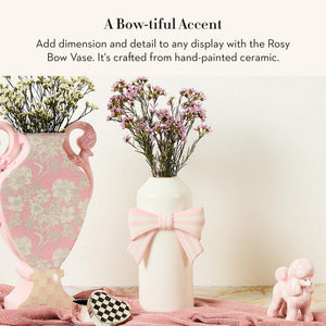 Pink Ceramic Bow Vase with Floral Accent
