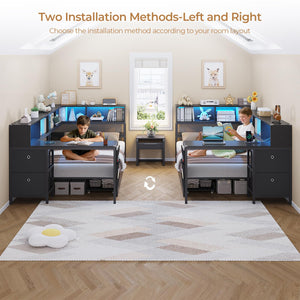 Twin Corner Bed Frame with Desk & Storage