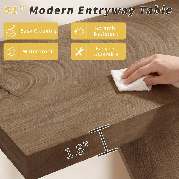 51-Inch Wood Console Table with V-Shaped Base