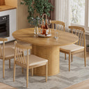 Extendable Round Dining Table 43.3"-59" with Wood Strip Base