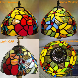 Tiffany Stained Glass Table Lamp – Rose & Grape Design