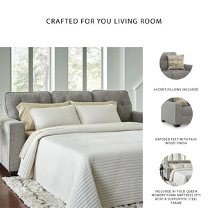 Queen Sofa Sleeper with Memory Foam Mattress – Light Gray