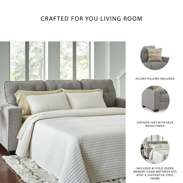 Queen Sofa Sleeper with Memory Foam Mattress – Light Gray