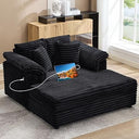 Oversized Chaise Lounge Chair with USB Port & Throw Pillows