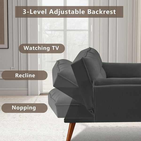 Futon Sofa Bed with Adjustable Split Backrest, Twin Size