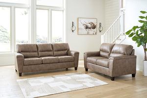 Dark Brown Faux Leather Loveseat
