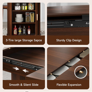 Extendable Round to Oval Dining Table with Storage Cabinet