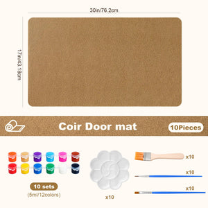 DIY Blank Coir Doormat Painting Kit with Acrylic Paint & Brushes