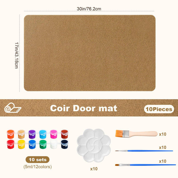 DIY Blank Coir Doormat Painting Kit with Acrylic Paint & Brushes