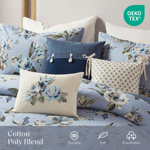 Vintage Floral Reversible Comforter Set – 7 Piece Bedding