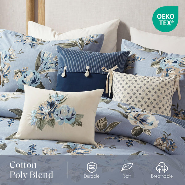 Vintage Floral Reversible Comforter Set – 7 Piece Bedding