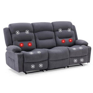 3-Seater Recliner Sofa with Heat, Massage & USB Port